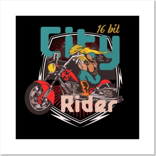 City rider retro video game 16 bit cartridge Posters and Art